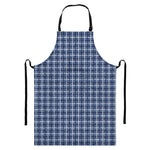 Denim Tattersall Pattern Print Bib Apron With Pocket