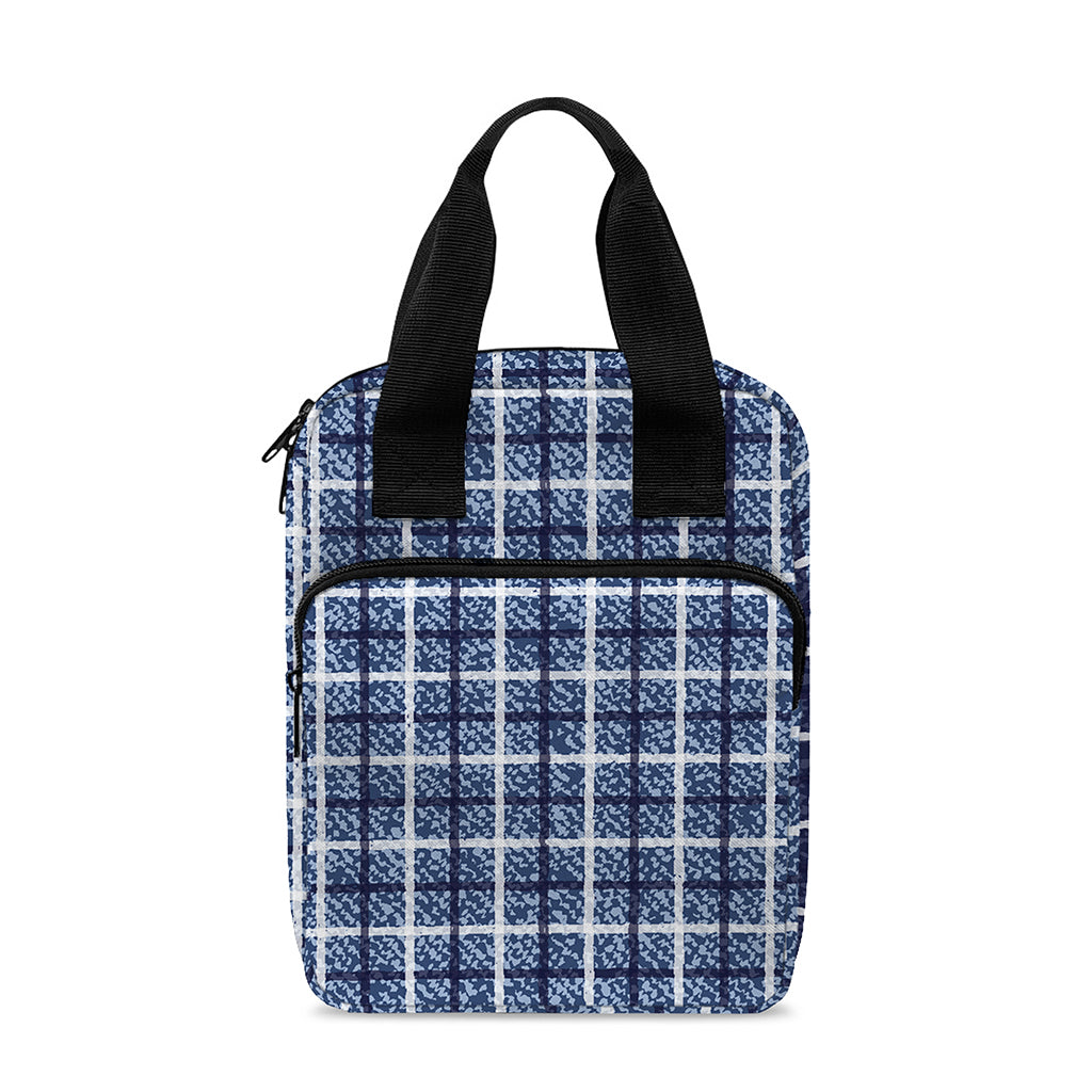 Denim Tattersall Pattern Print Bible Tote Bag