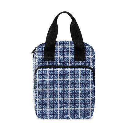 Denim Tattersall Pattern Print Bible Tote Bag