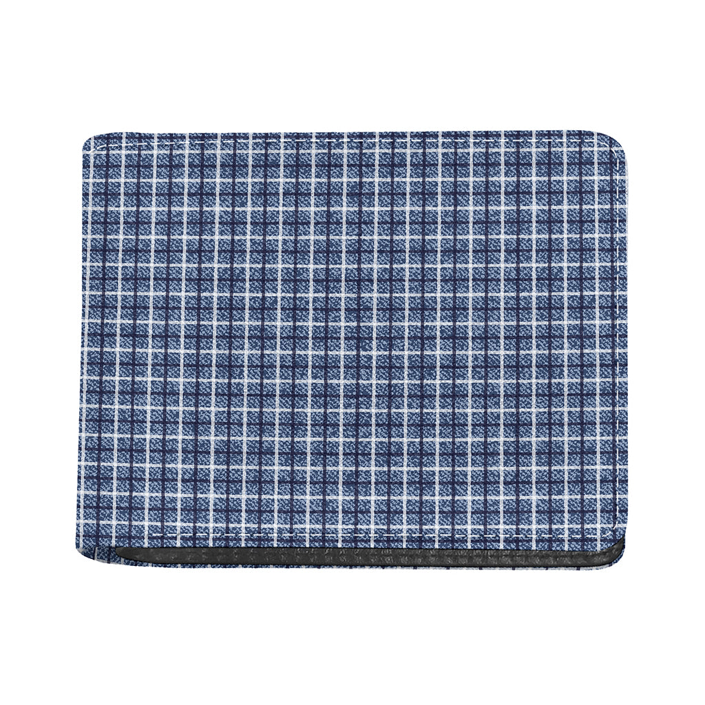 Denim Tattersall Pattern Print Bifold Wallet