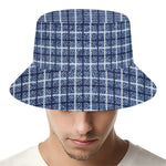 Denim Tattersall Pattern Print Bucket Hat