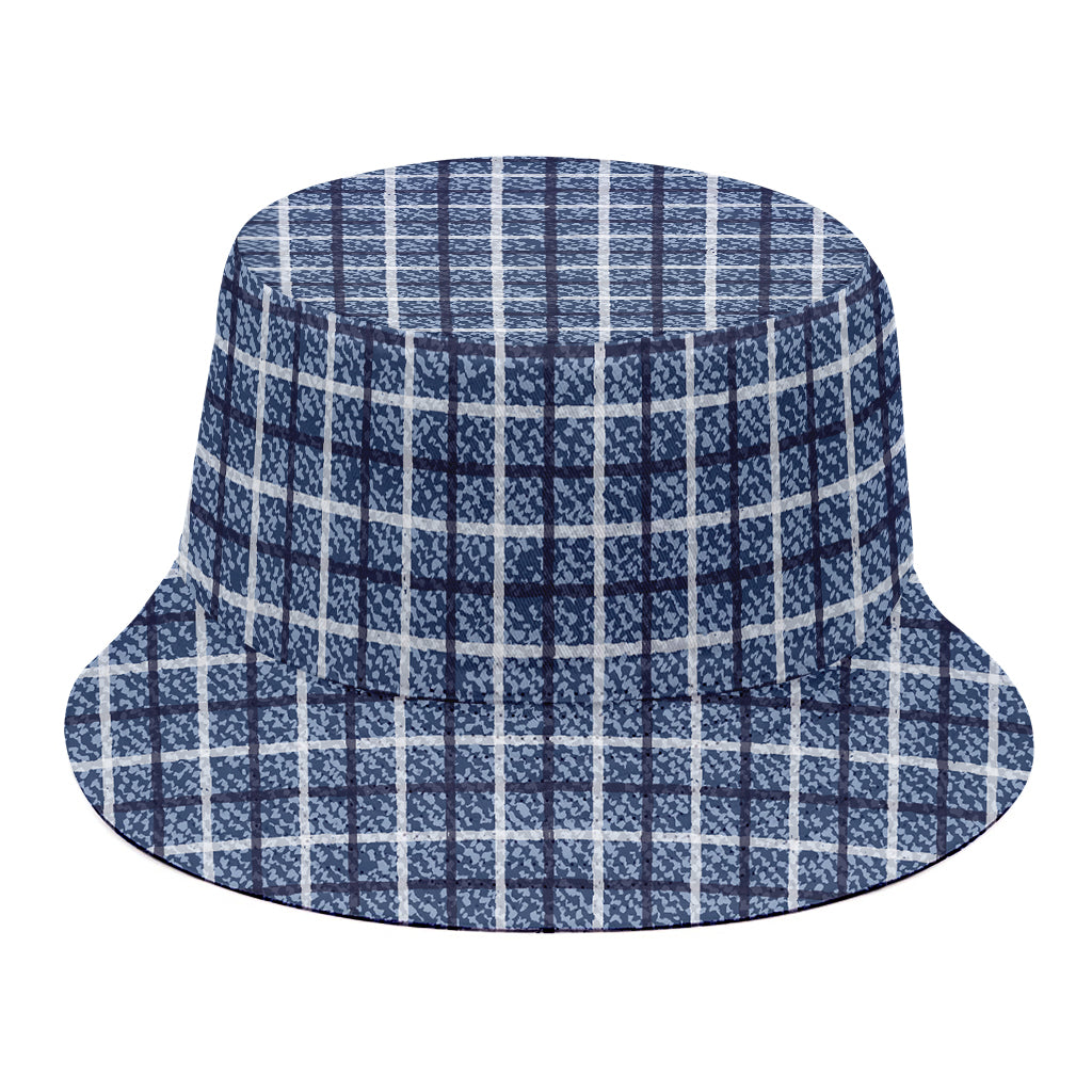 Denim Tattersall Pattern Print Bucket Hat
