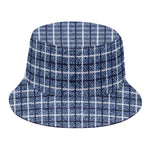 Denim Tattersall Pattern Print Bucket Hat