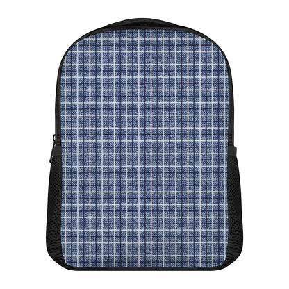Denim Tattersall Pattern Print Casual Backpack