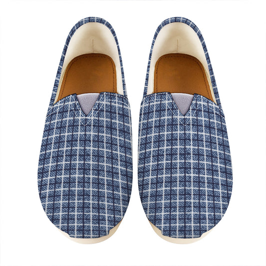 Denim Tattersall Pattern Print Casual Shoes