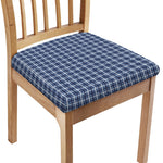Denim Tattersall Pattern Print Chair Cushion Cover