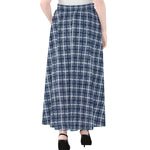 Denim Tattersall Pattern Print Chiffon Maxi Skirt