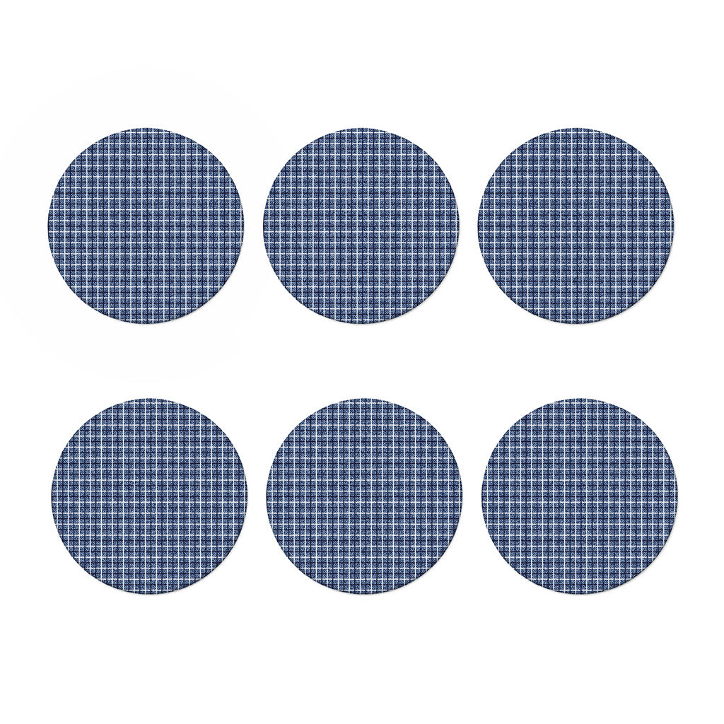 Denim Tattersall Pattern Print Coaster Set
