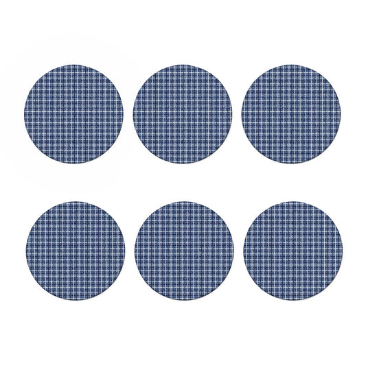 Denim Tattersall Pattern Print Coaster Set