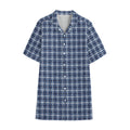 Denim Tattersall Pattern Print Cotton Hawaiian Shirt