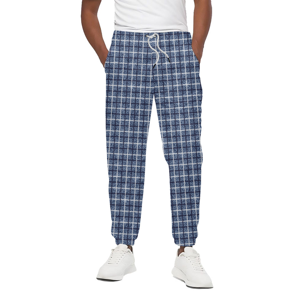 Denim Tattersall Pattern Print Cotton Pants