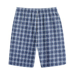 Denim Tattersall Pattern Print Cotton Shorts