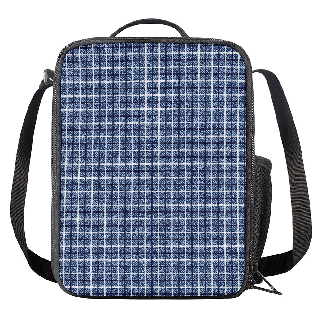 Denim Tattersall Pattern Print Crossbody Lunch Bag