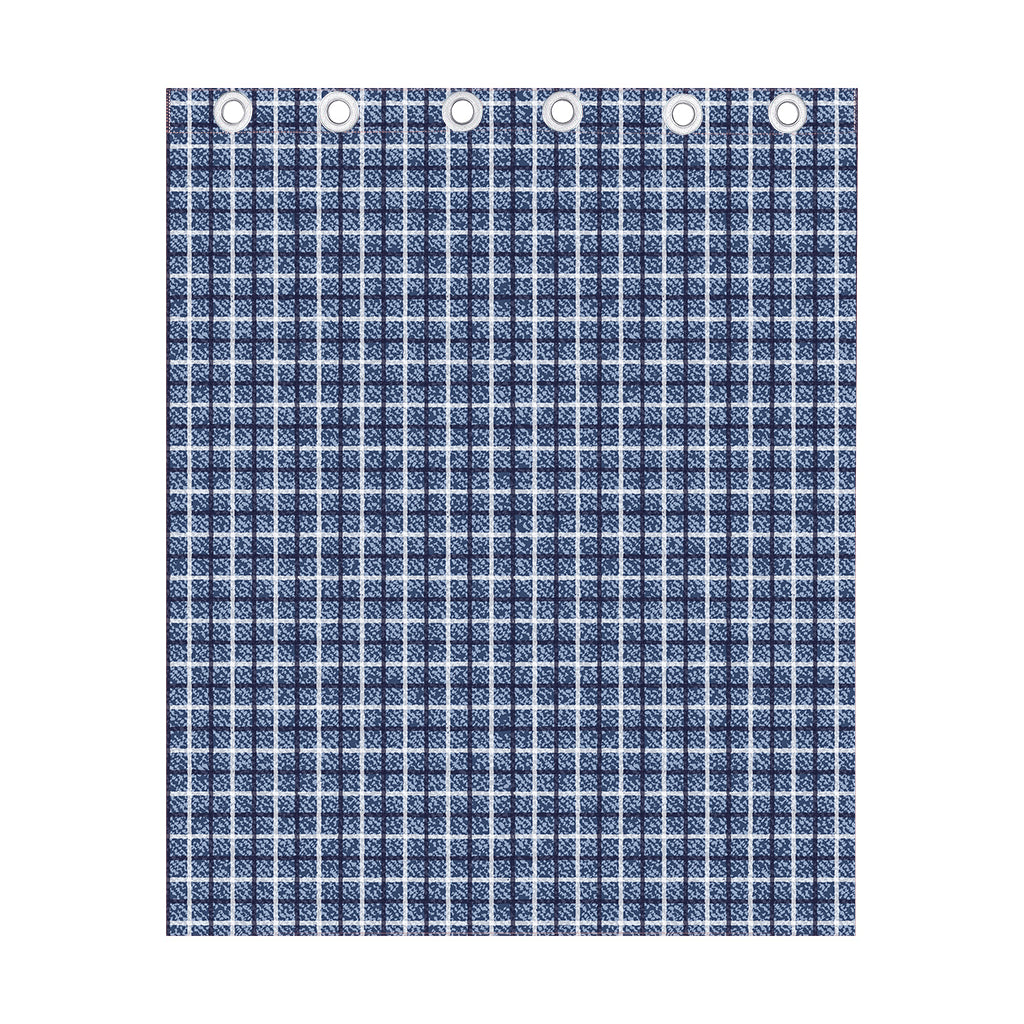 Denim Tattersall Pattern Print Curtain