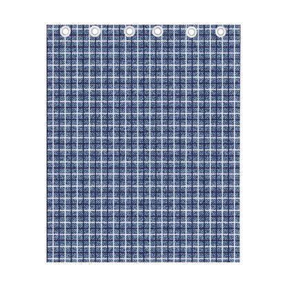 Denim Tattersall Pattern Print Curtain