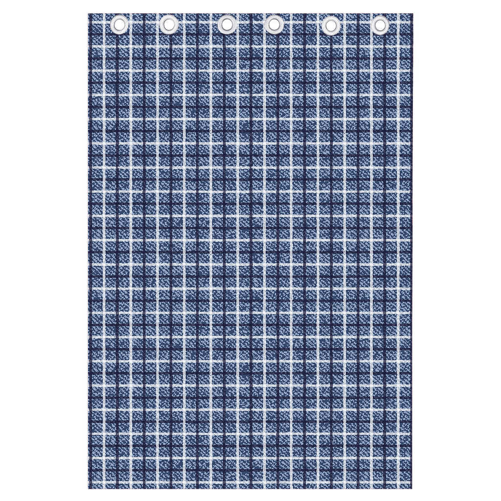 Denim Tattersall Pattern Print Curtain