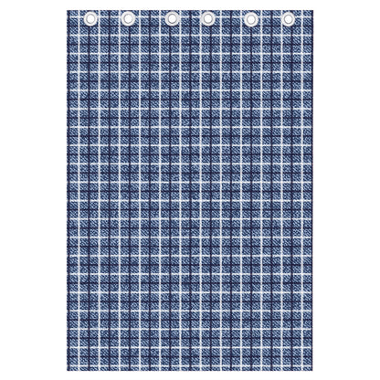 Denim Tattersall Pattern Print Curtain
