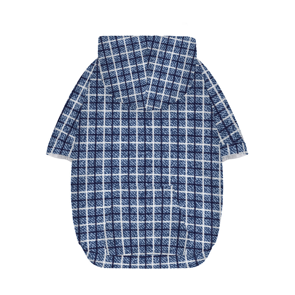Denim Tattersall Pattern Print Dog Zip Up Hoodie