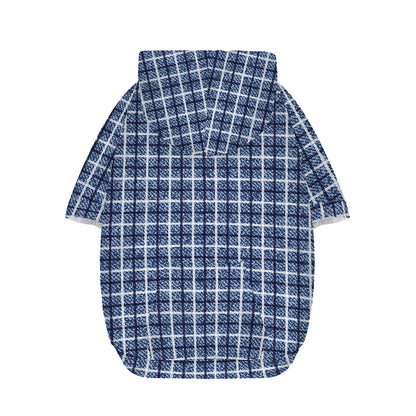 Denim Tattersall Pattern Print Dog Zip Up Hoodie