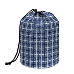 Denim Tattersall Pattern Print Drawstring Makeup Bag