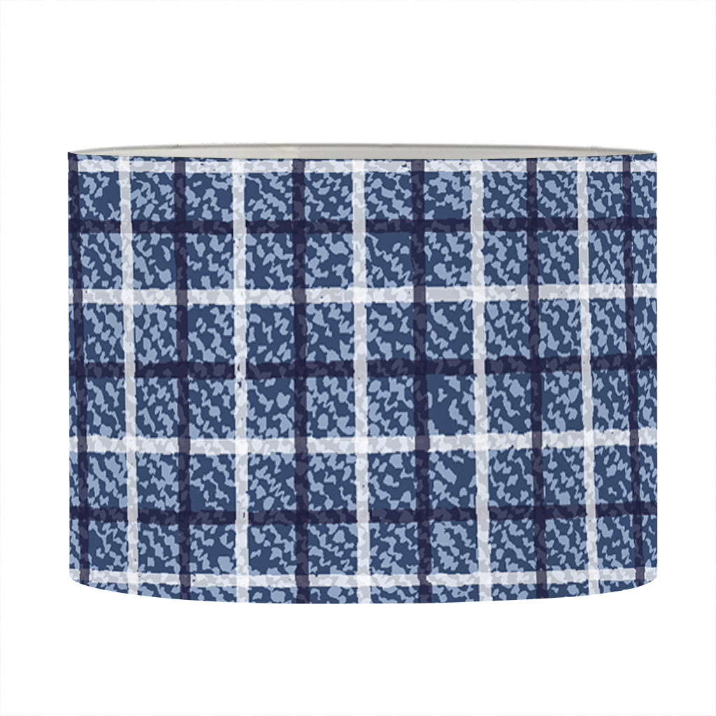 Denim Tattersall Pattern Print Drum Lamp Shade