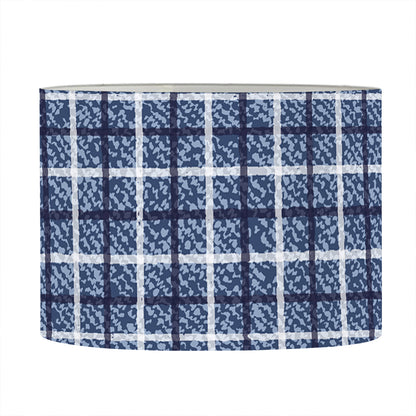 Denim Tattersall Pattern Print Drum Lamp Shade