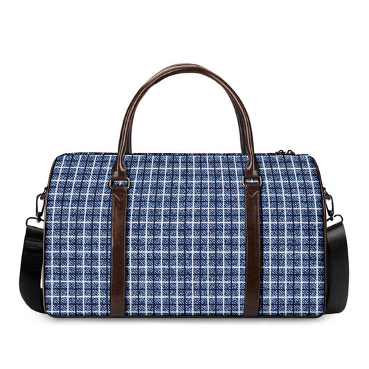 Denim Tattersall Pattern Print Duffle Bag