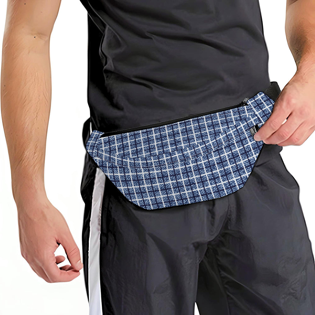 Denim Tattersall Pattern Print Fanny Pack