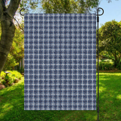 Denim Tattersall Pattern Print Garden Flag