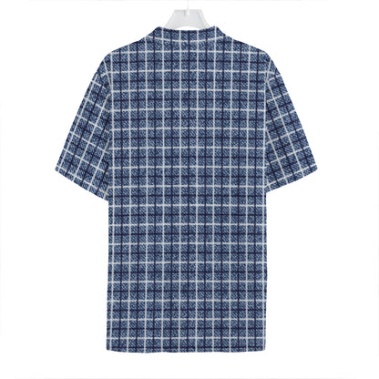 Denim Tattersall Pattern Print Hawaiian Shirt