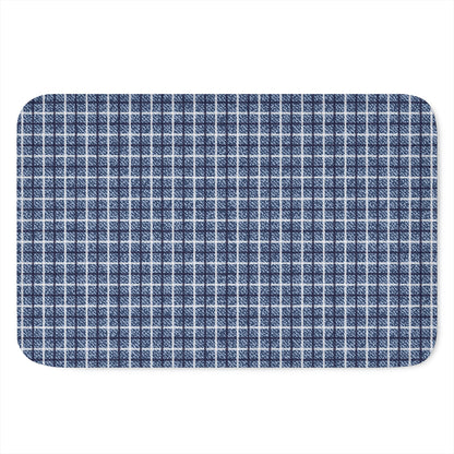 Denim Tattersall Pattern Print Indoor Door Mat