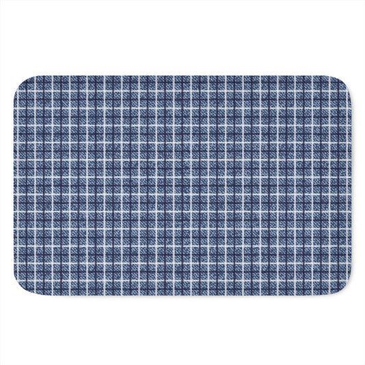 Denim Tattersall Pattern Print Indoor Door Mat
