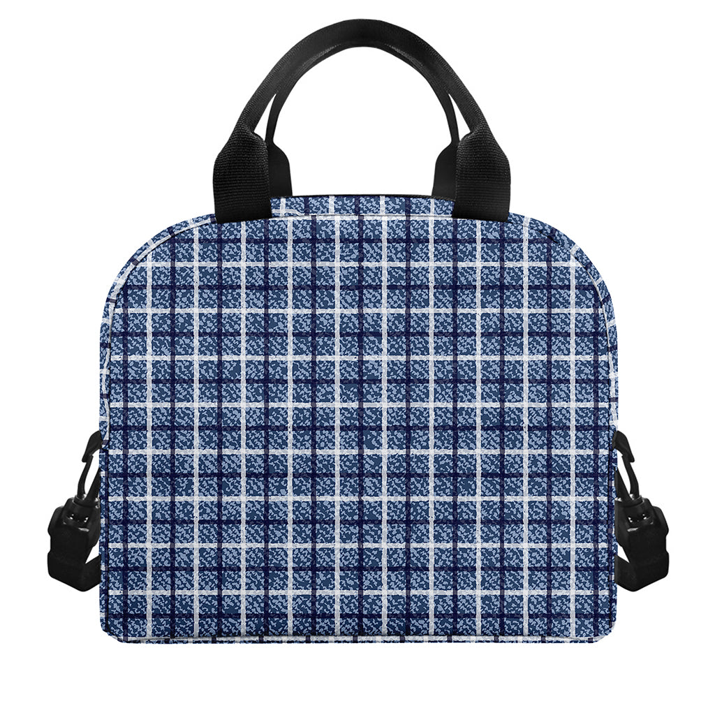 Denim Tattersall Pattern Print Insulated Lunch Bag