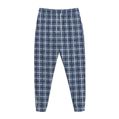 Denim Tattersall Pattern Print Jogger Pants