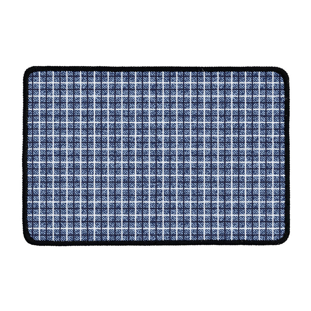 Denim Tattersall Pattern Print Kitchen Mat