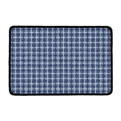 Denim Tattersall Pattern Print Kitchen Mat
