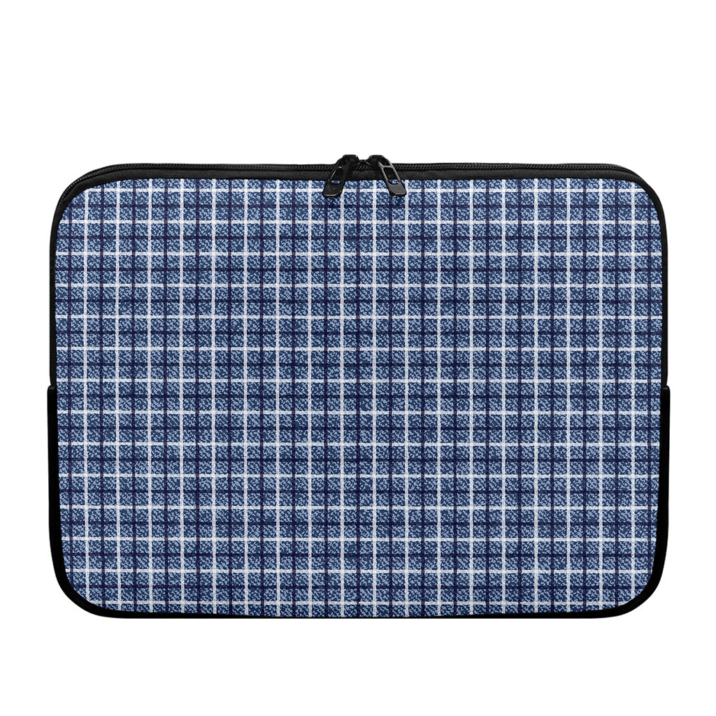 Denim Tattersall Pattern Print Laptop Sleeve