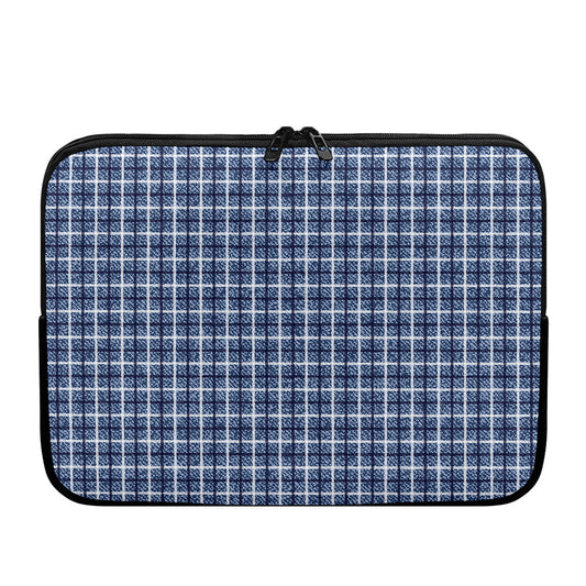 Denim Tattersall Pattern Print Laptop Sleeve