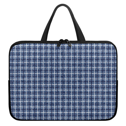 Denim Tattersall Pattern Print Laptop Sleeve With Handle