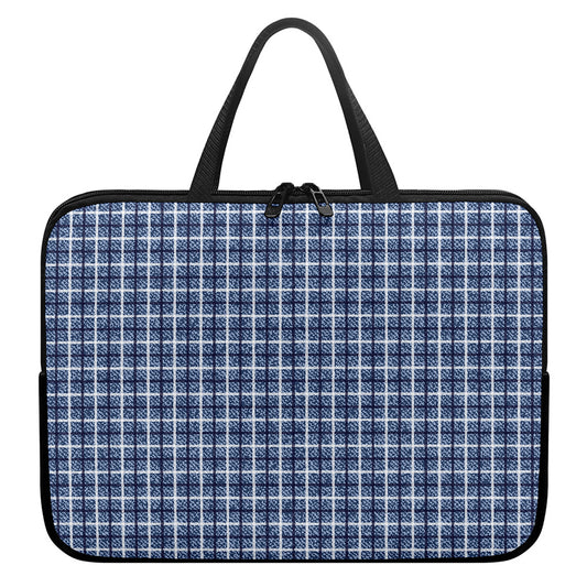 Denim Tattersall Pattern Print Laptop Sleeve With Handle