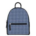 Denim Tattersall Pattern Print Leather Backpack