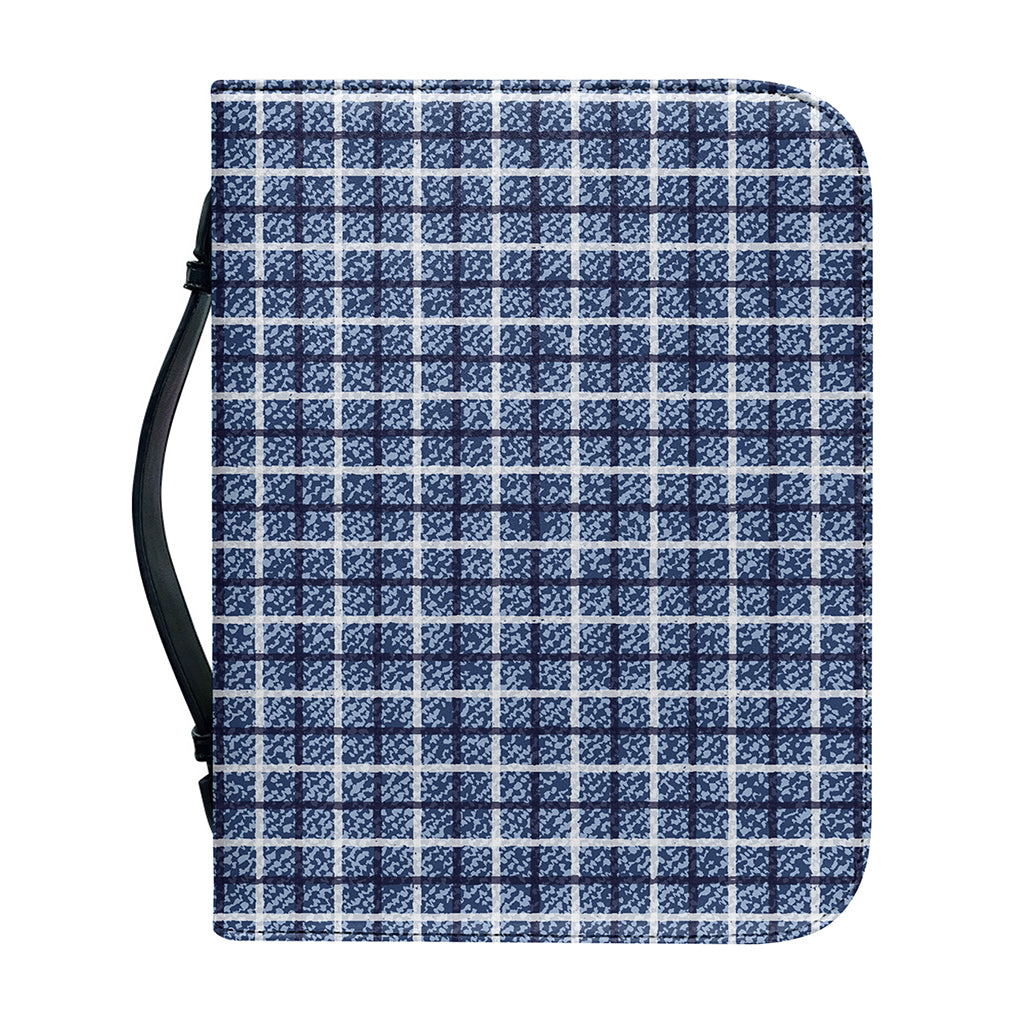 Denim Tattersall Pattern Print Leather Bible Cover