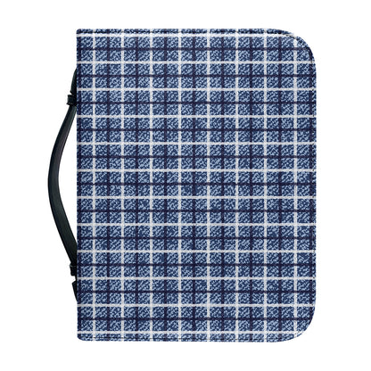 Denim Tattersall Pattern Print Leather Bible Cover