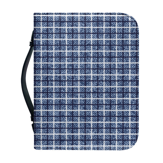 Denim Tattersall Pattern Print Leather Bible Cover