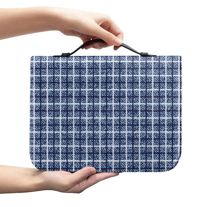 Denim Tattersall Pattern Print Leather Bible Cover