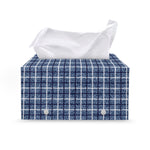 Denim Tattersall Pattern Print Leather Tissue Box Cover