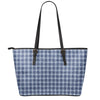 Denim Tattersall Pattern Print Leather Tote Bag