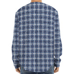 Denim Tattersall Pattern Print Long Sleeve Baseball Jersey