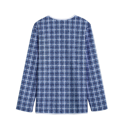 Denim Tattersall Pattern Print Long Sleeve Short Coat