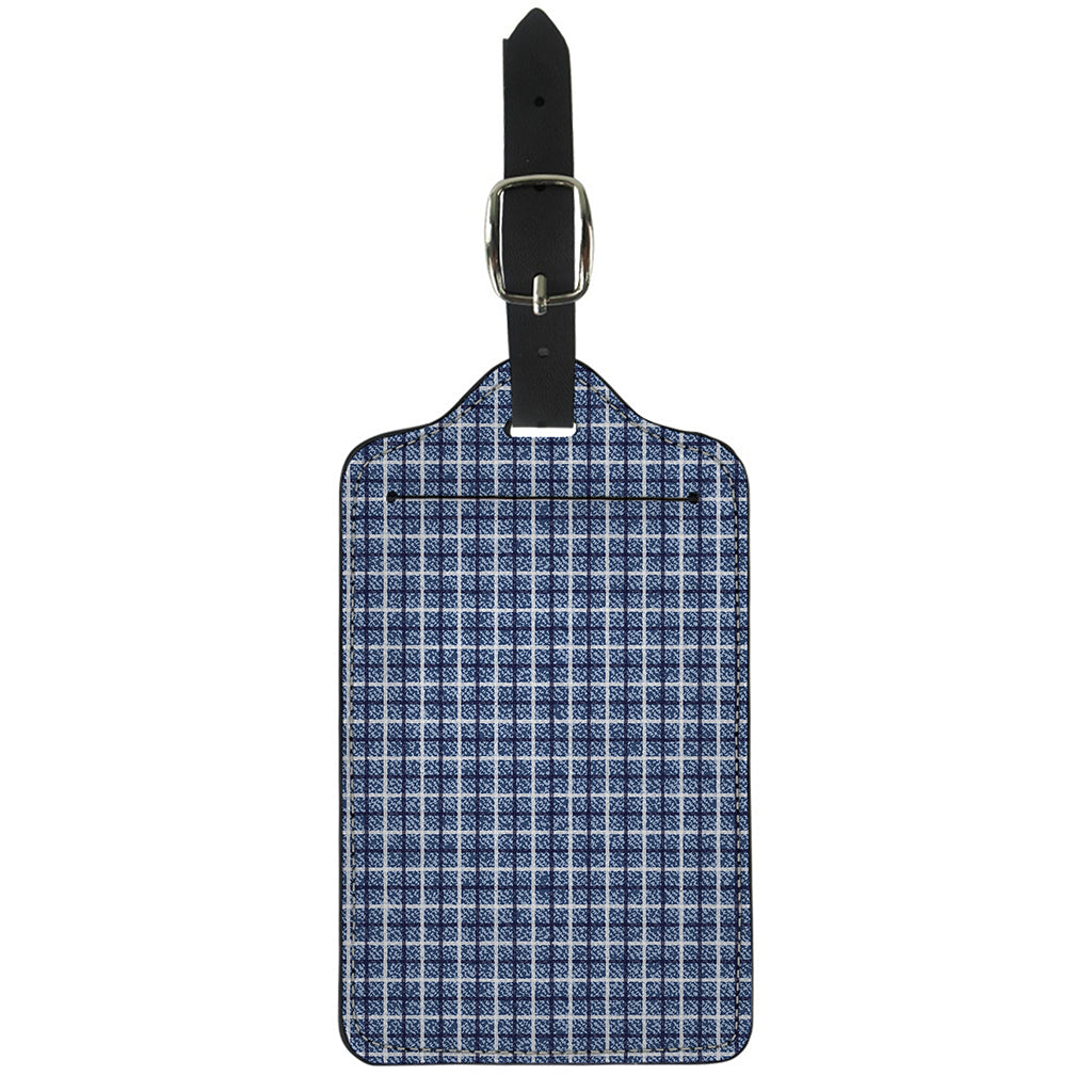Denim Tattersall Pattern Print Luggage Tag